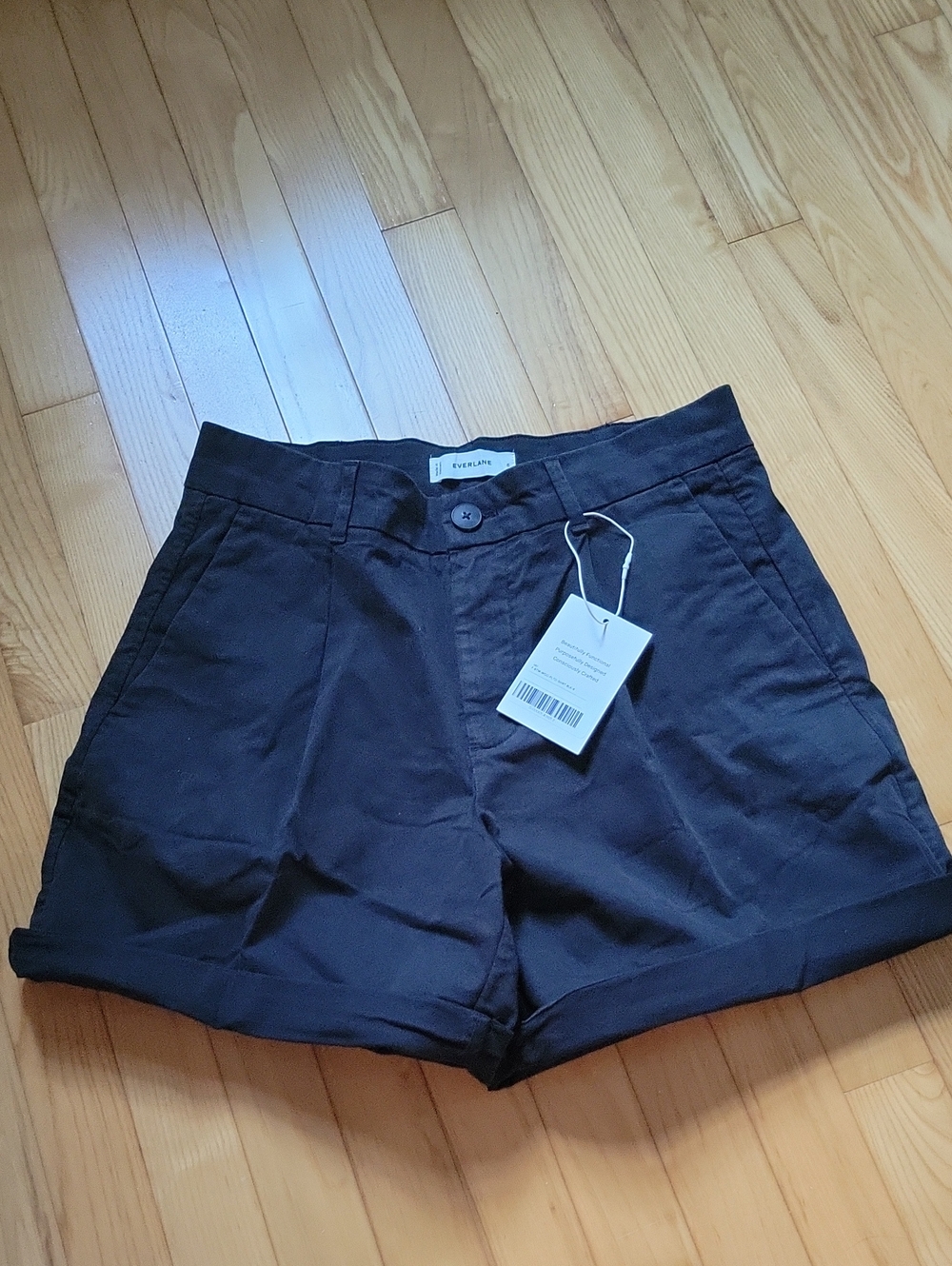 Everlane Black High-Rise Pleated Bermuda Shorts